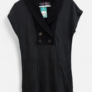 Nwt vintage‎ Free People y2k Sweater Mini Grey Dress w/ Cowl Neck Sz Small